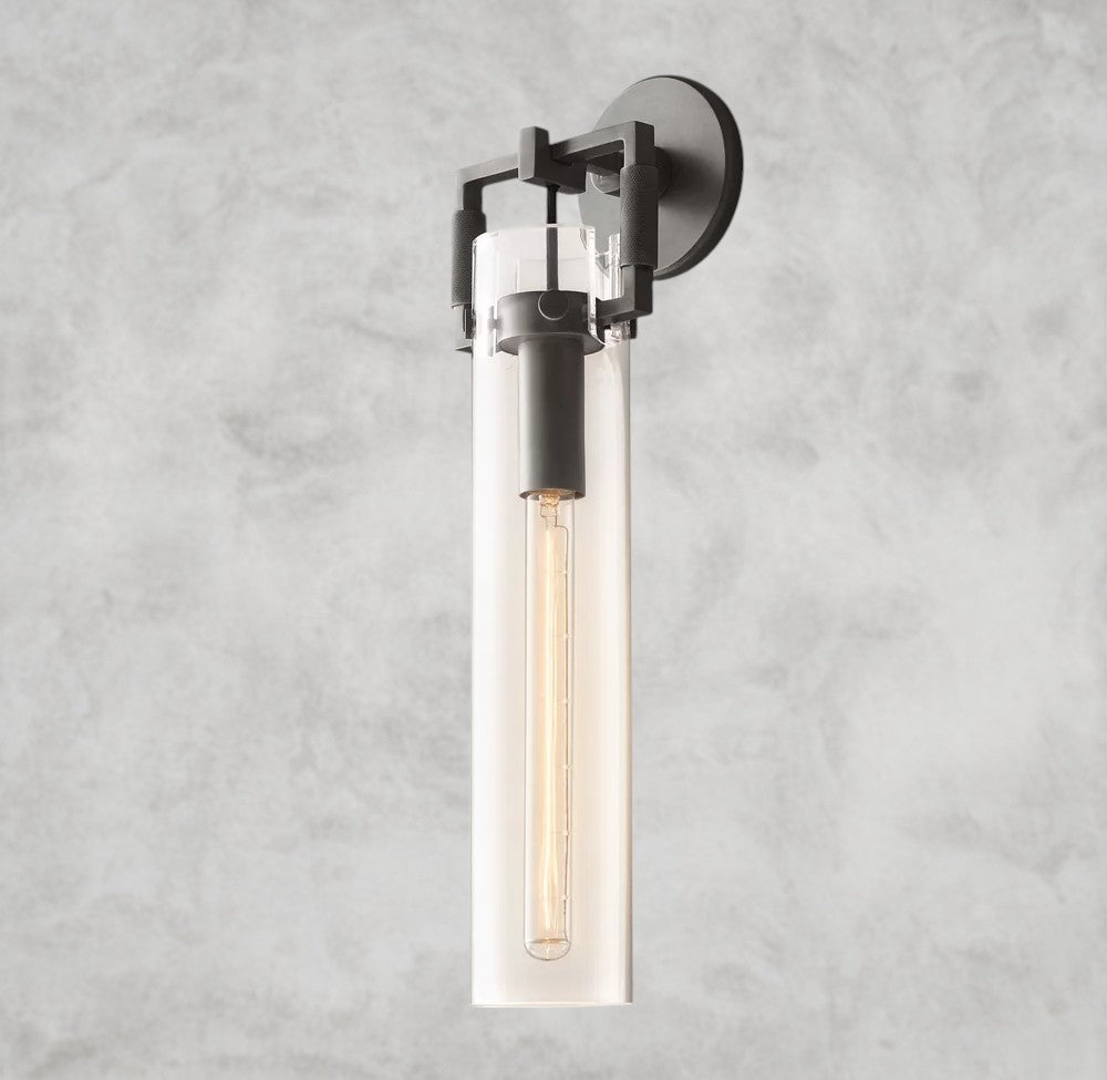 Machinist Glass Cylinder Sconce 9", 12", 16"